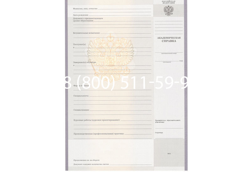 Купить Академическая справка образца 2010-2011 год для колледжа в Хасавюрте